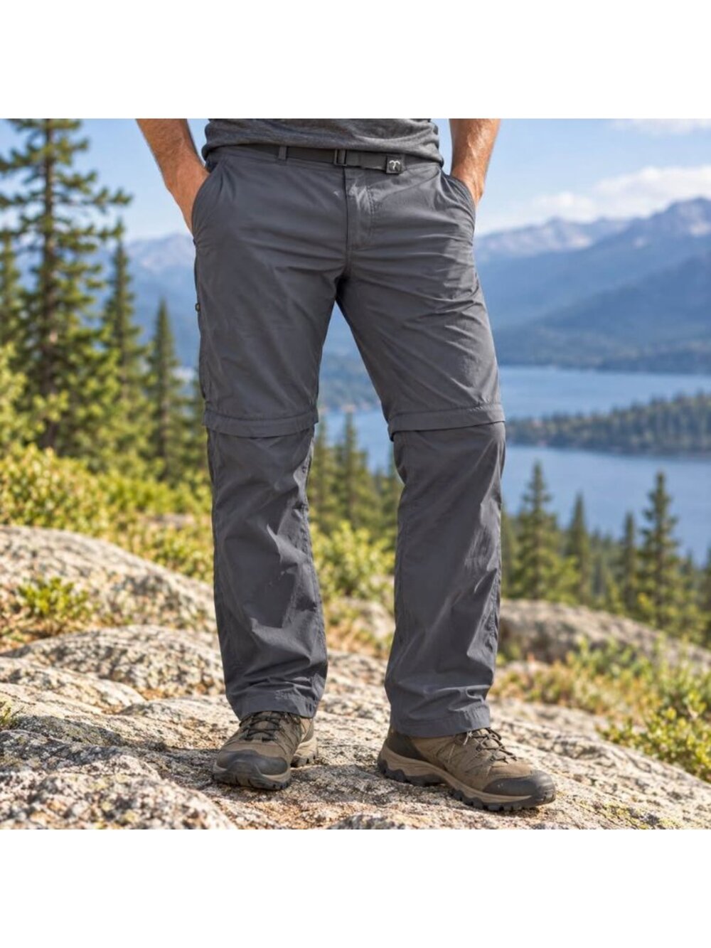 Prana medium Men’s 34x30 Convertible Zip-Off Hiking Pants Grey